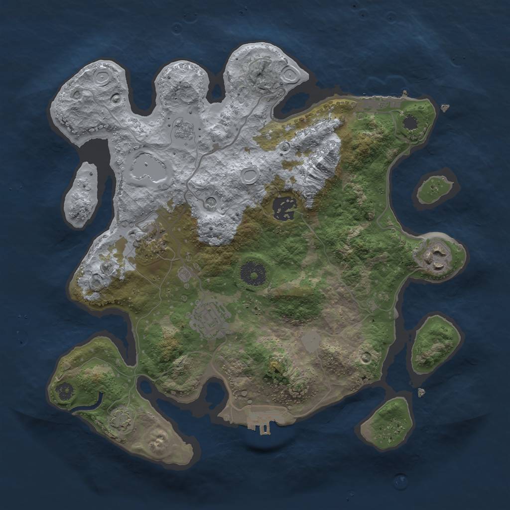 Rust Map: Procedural Map, Size: 3000, Seed: 2050741634, 11 Monuments