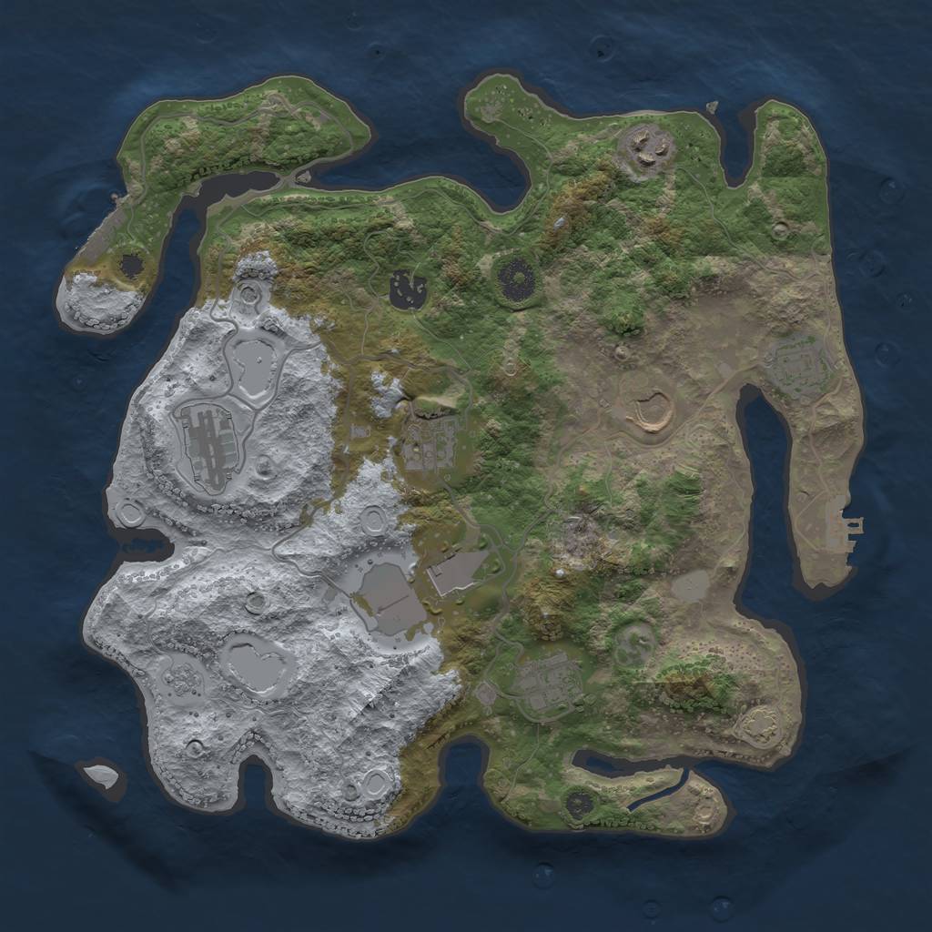 Rust Map: Procedural Map, Size: 3500, Seed: 1132060119, 15 Monuments