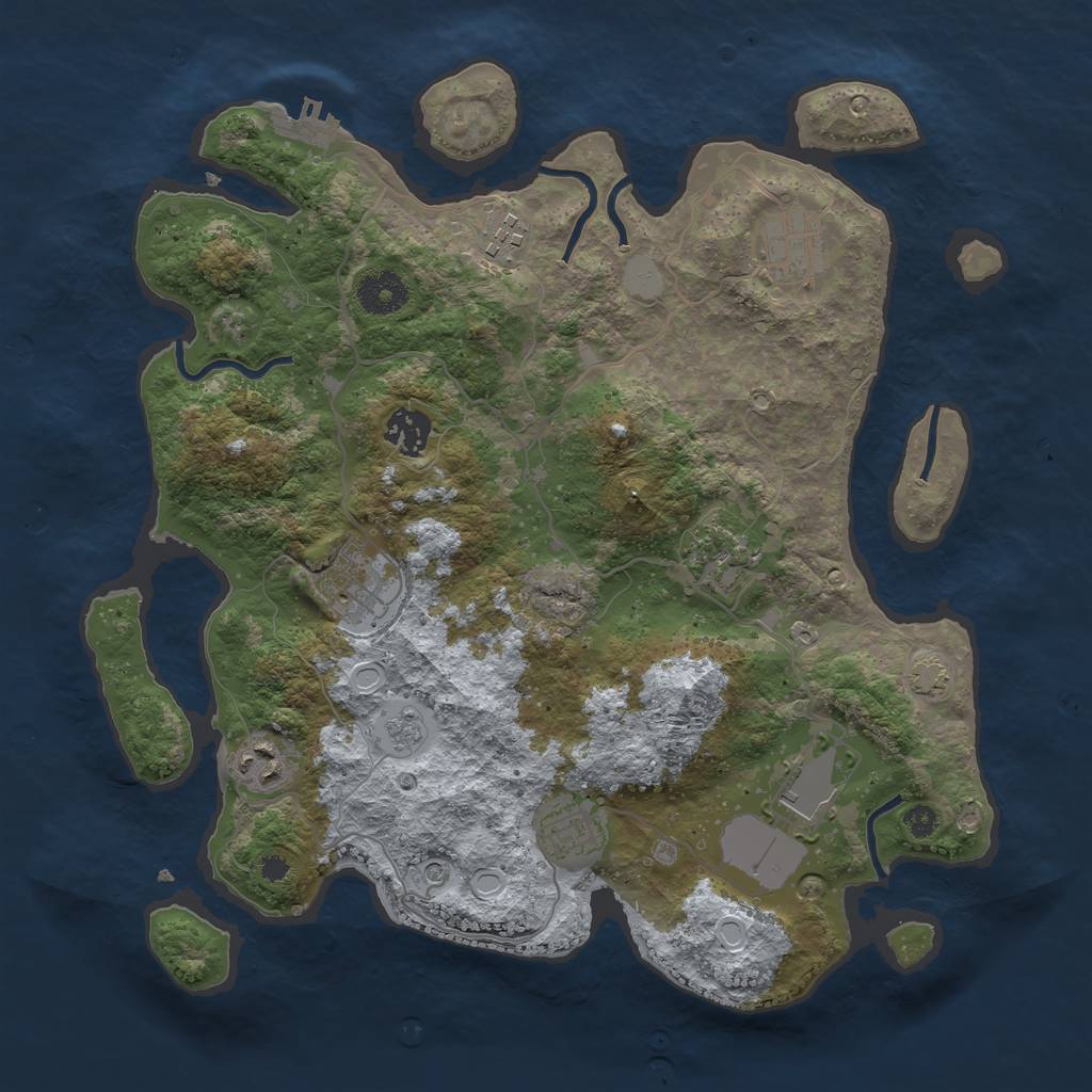 Rust Map: Procedural Map, Size: 3500, Seed: 4905284, 14 Monuments