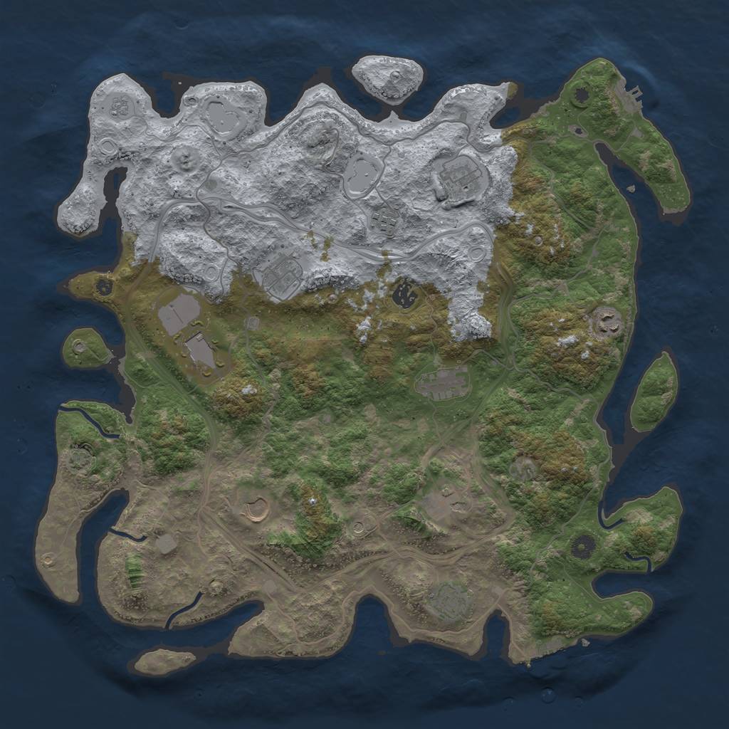 Rust Map: Procedural Map, Size: 4500, Seed: 1526587, 17 Monuments