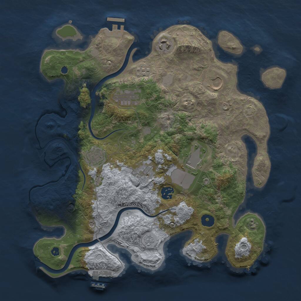Rust Map: Procedural Map, Size: 3500, Seed: 264998929, 14 Monuments