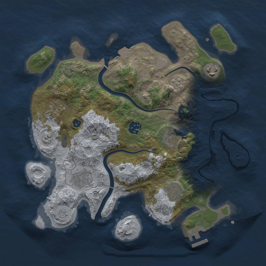 Rust Map: Procedural Map, Size: 3200, Seed: 7567524, 12 Monuments