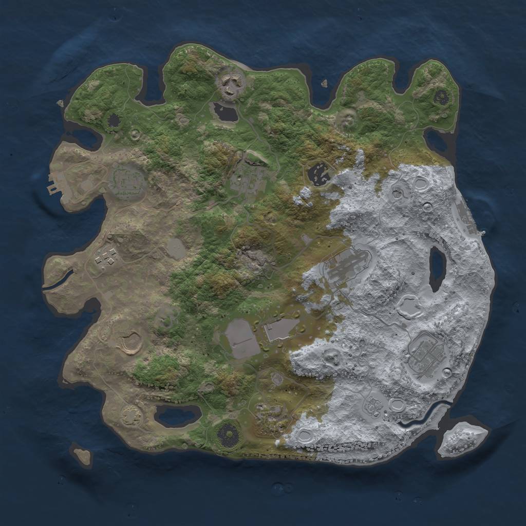 Rust Map: Procedural Map, Size: 3500, Seed: 1027749846, 17 Monuments