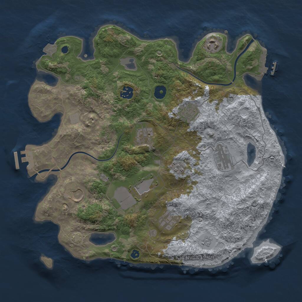Rust Map: Procedural Map, Size: 3500, Seed: 1027749846, 15 Monuments