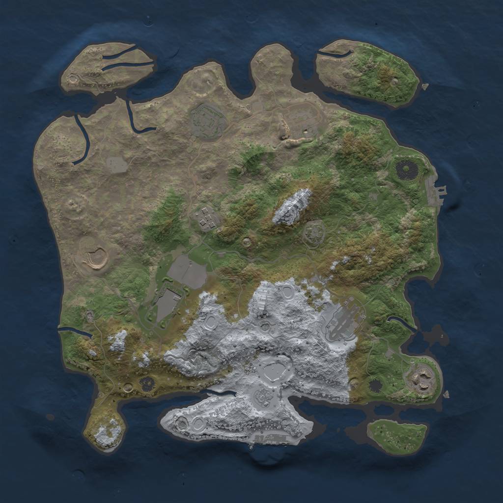 Rust Map: Procedural Map, Size: 3500, Seed: 883530477, 14 Monuments