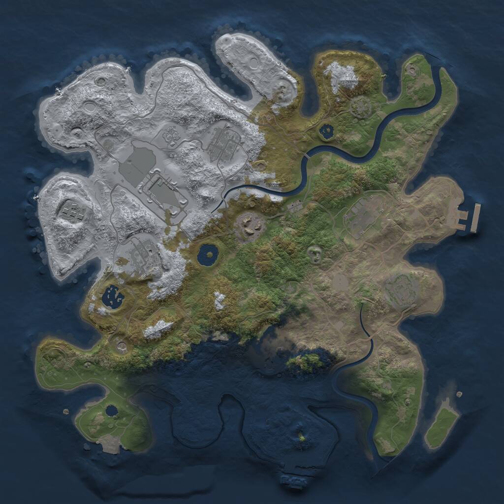 Rust Map: Procedural Map, Size: 3500, Seed: 9889761, 15 Monuments