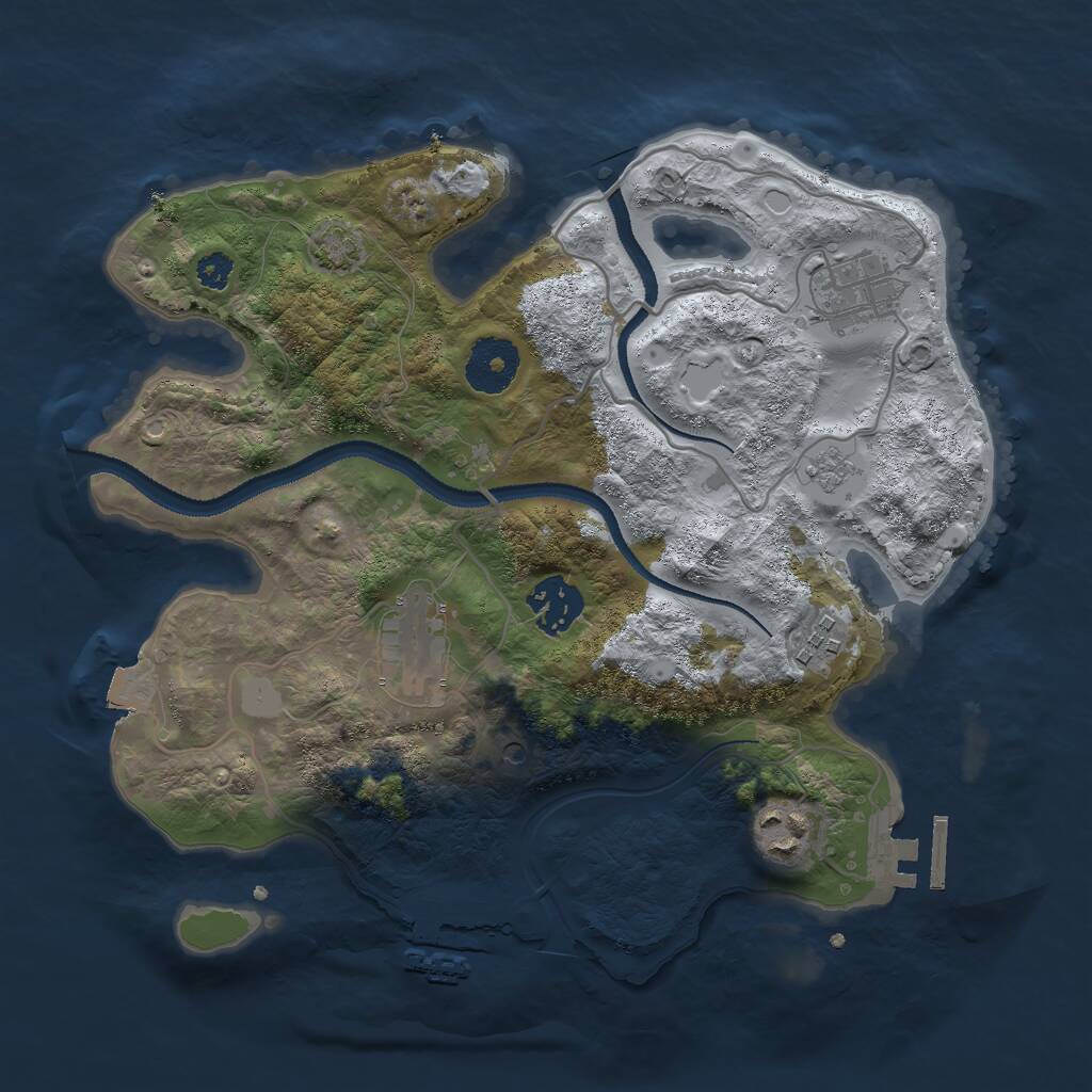 Rust Map: Procedural Map, Size: 3000, Seed: 2095775414, 11 Monuments