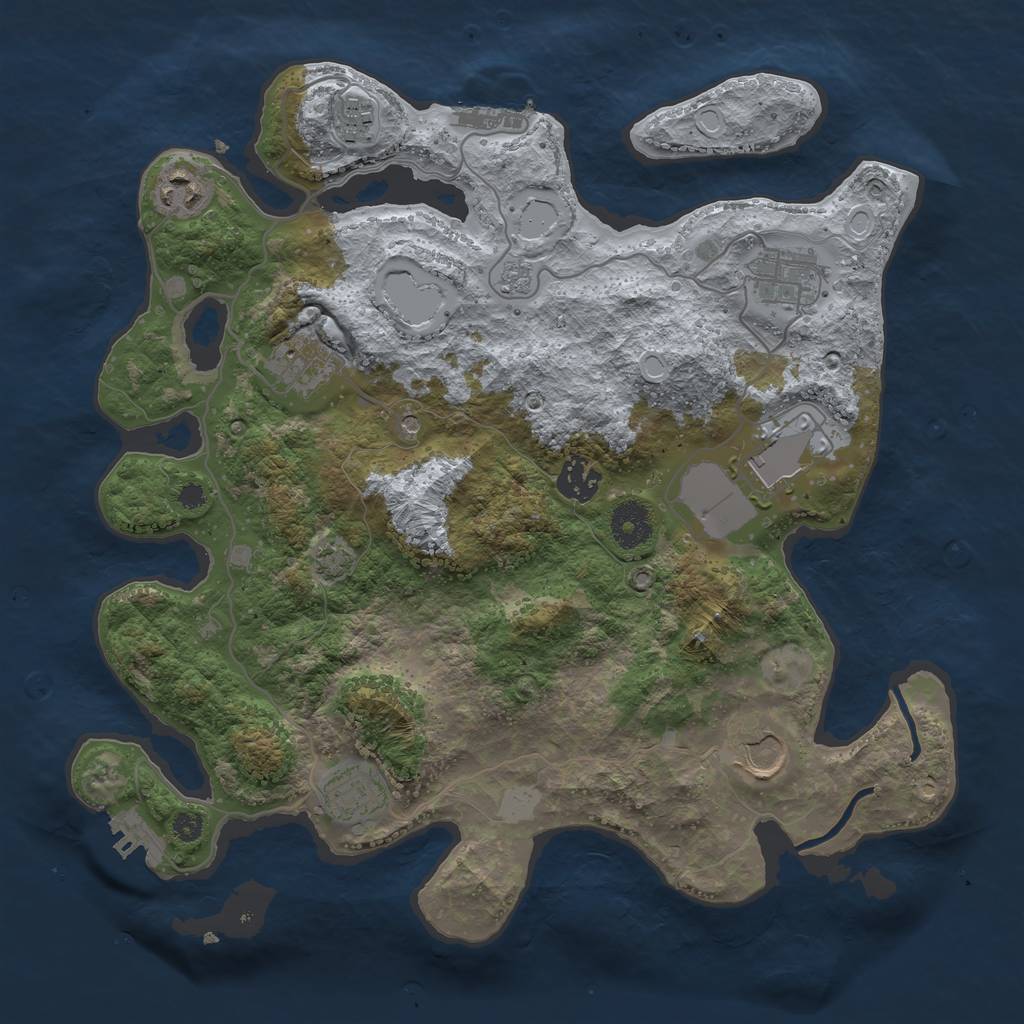 Rust Map: Procedural Map, Size: 3500, Seed: 1911856824, 15 Monuments