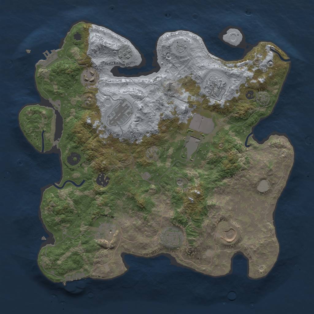 Rust Map: Procedural Map, Size: 3500, Seed: 1139027489, 16 Monuments
