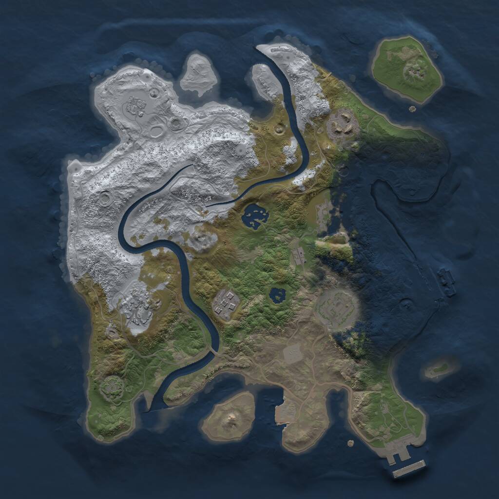 Rust Map: Procedural Map, Size: 3000, Seed: 505202317, 12 Monuments
