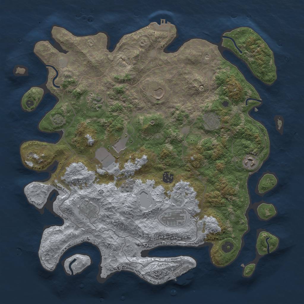 Rust Map: Procedural Map, Size: 4000, Seed: 1060092373, 17 Monuments