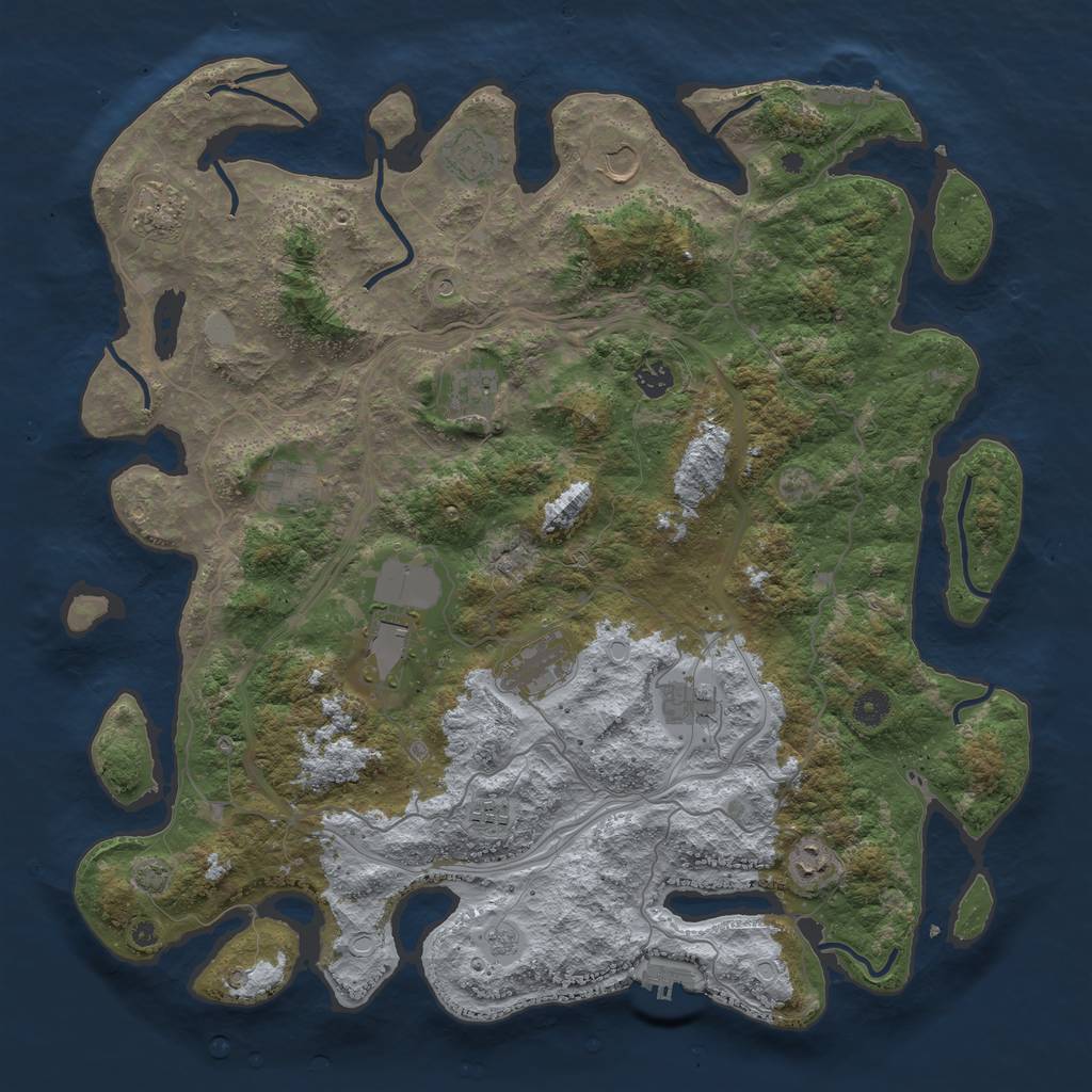 Rust Map: Procedural Map, Size: 4500, Seed: 712898960, 18 Monuments