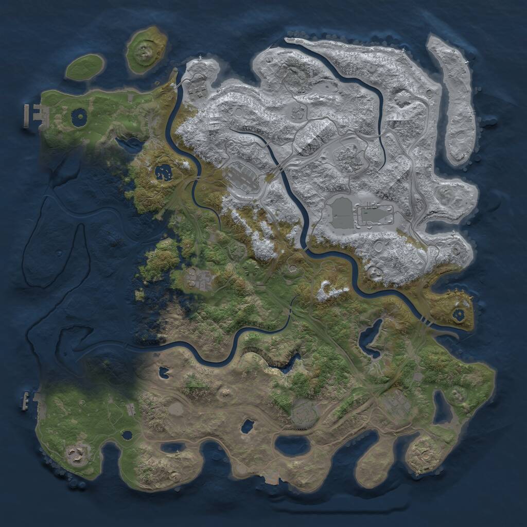 Rust Map: Procedural Map, Size: 4500, Seed: 2056483200, 15 Monuments