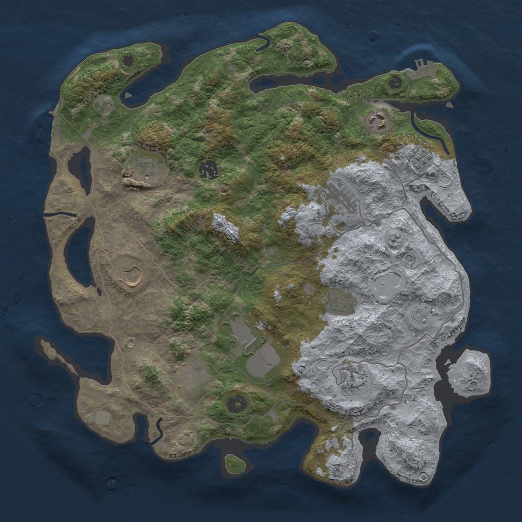 Rust Map: Procedural Map, Size: 4000, Seed: 990232, 17 Monuments