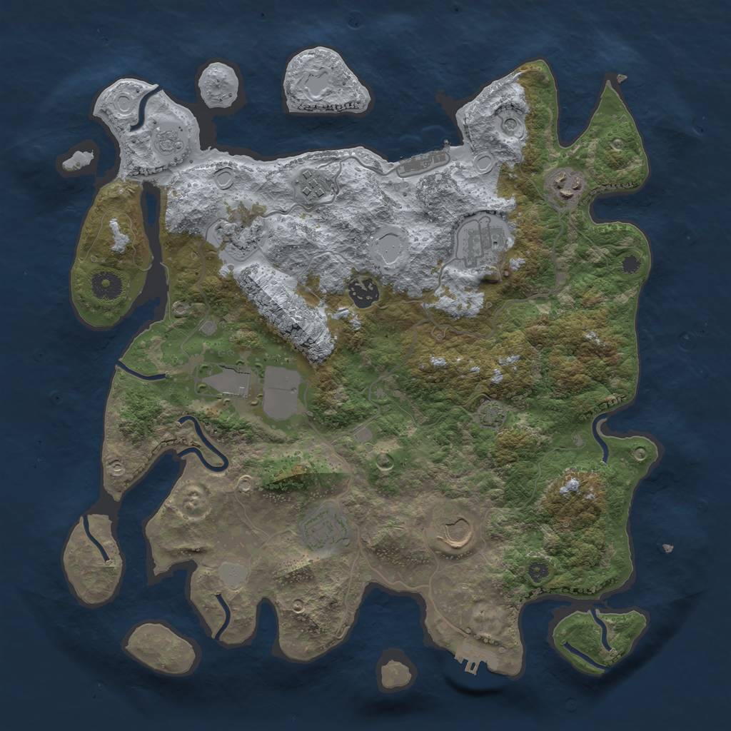 Rust Map: Procedural Map, Size: 3700, Seed: 1855278115, 15 Monuments