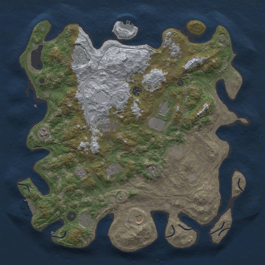 Rust Map: Procedural Map, Size: 4250, Seed: 1962109521, 17 Monuments