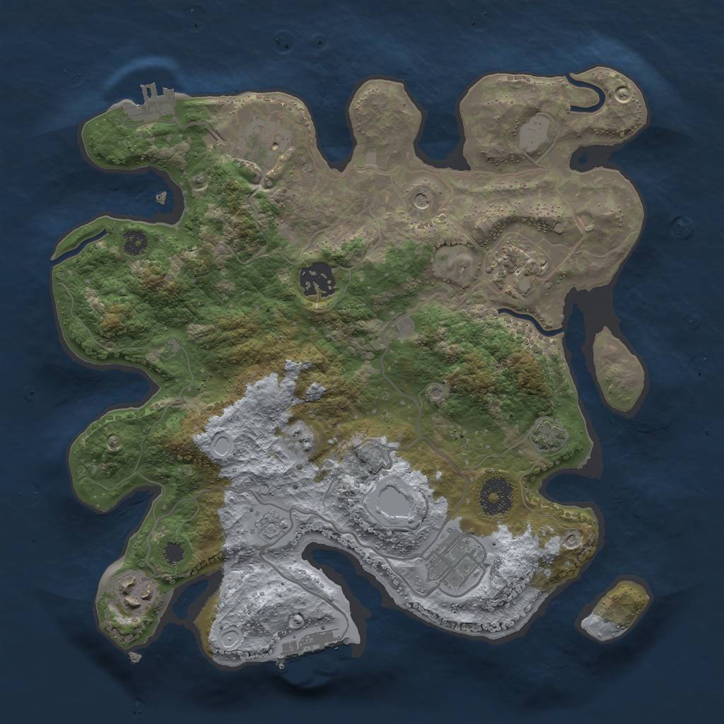 Rust Map: Procedural Map, Size: 3000, Seed: 1102361679, 13 Monuments
