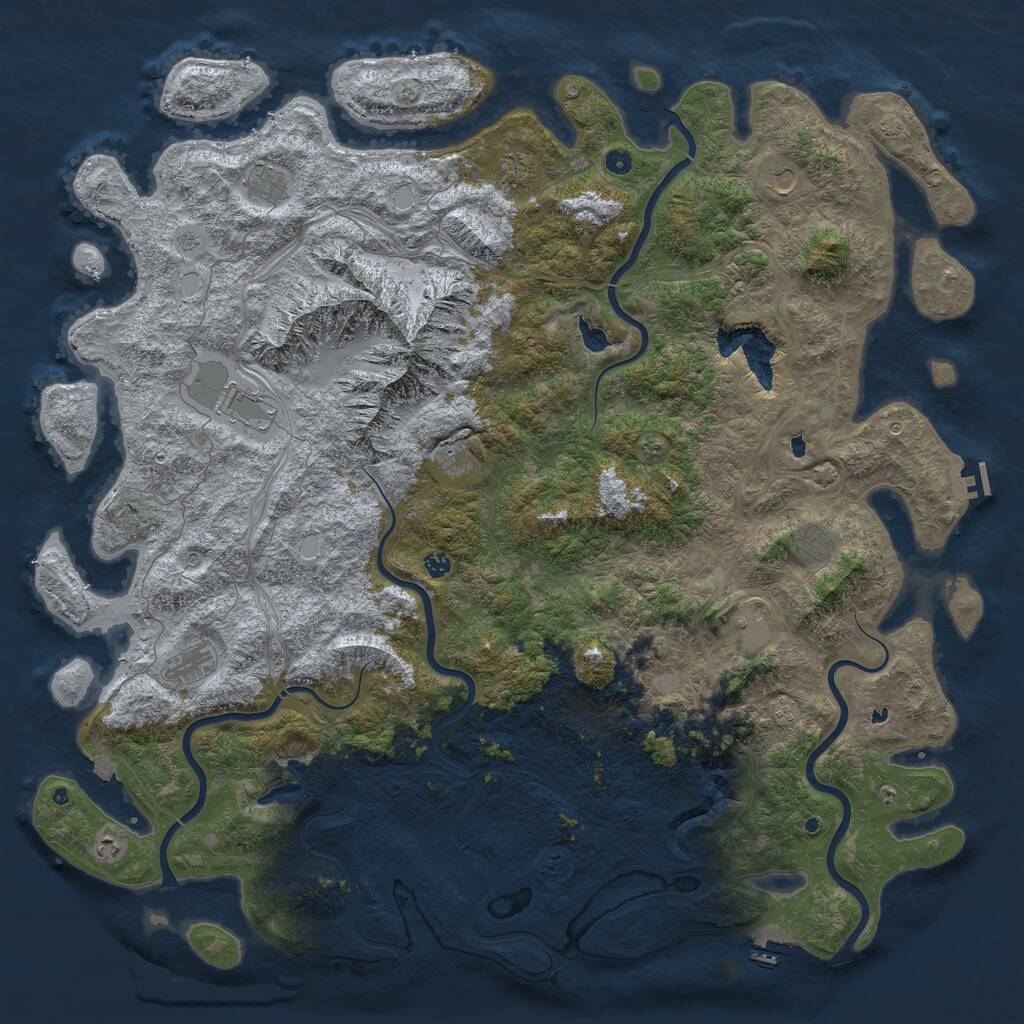 Rust Map: Procedural Map, Size: 6000, Seed: 69279825, 17 Monuments