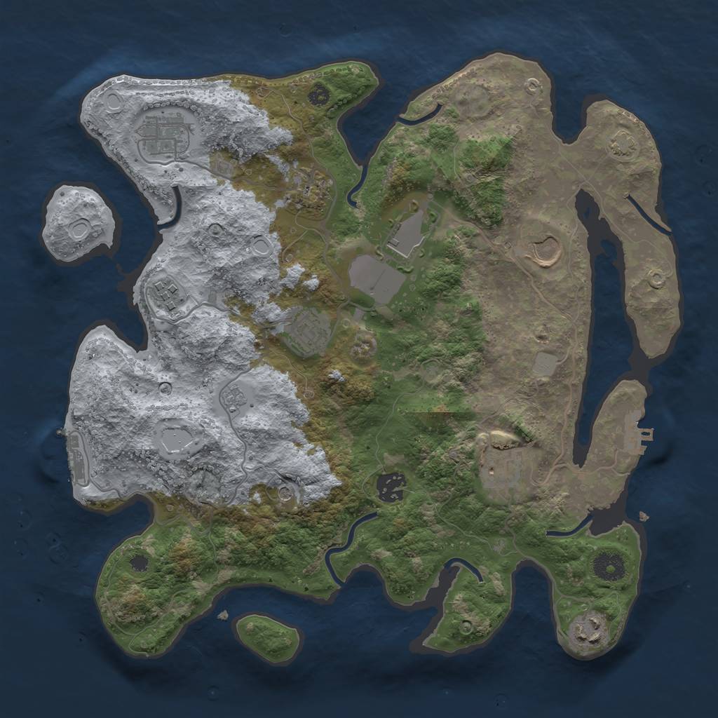 Rust Map: Procedural Map, Size: 3500, Seed: 625772012, 16 Monuments