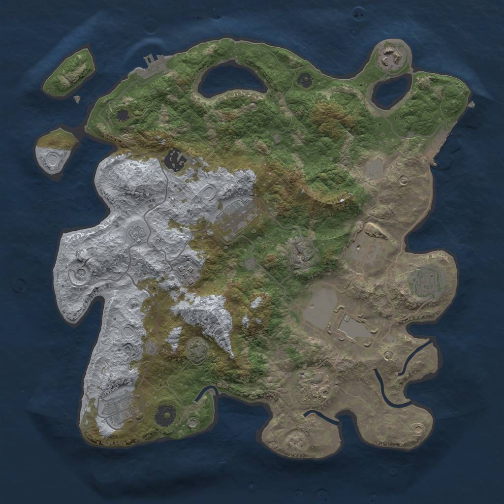 Rust Map: Procedural Map, Size: 3500, Seed: 1672620020, 16 Monuments