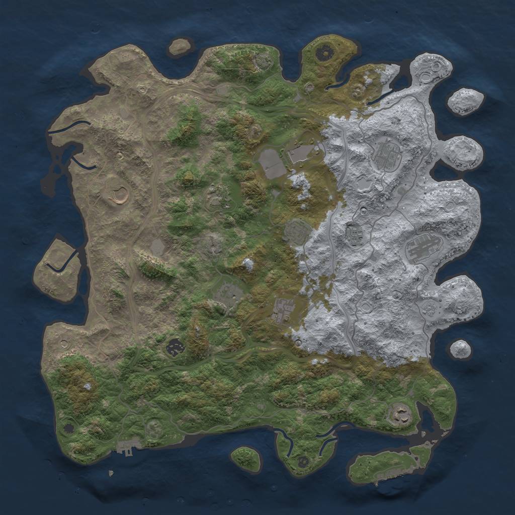 Rust Map: Procedural Map, Size: 4500, Seed: 126407360, 19 Monuments