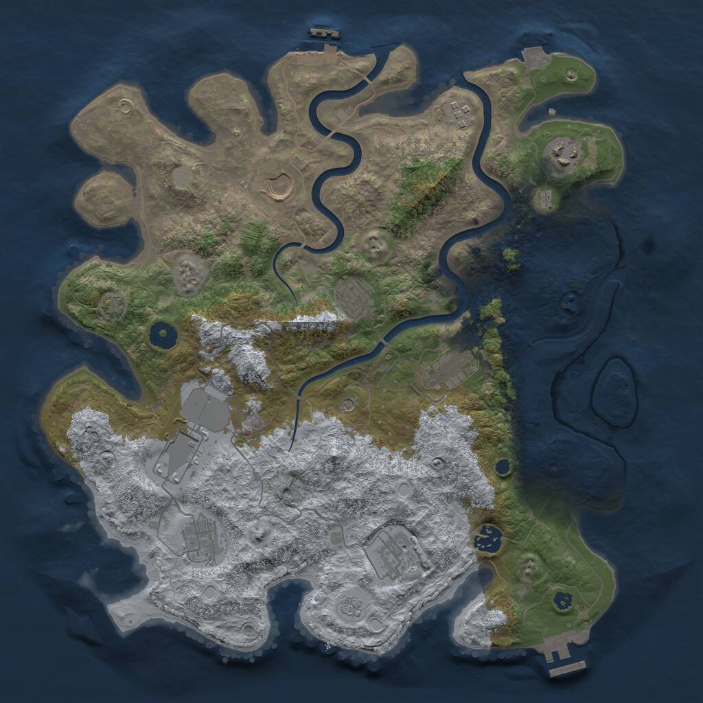 Rust Map: Procedural Map, Size: 3850, Seed: 3324384, 15 Monuments