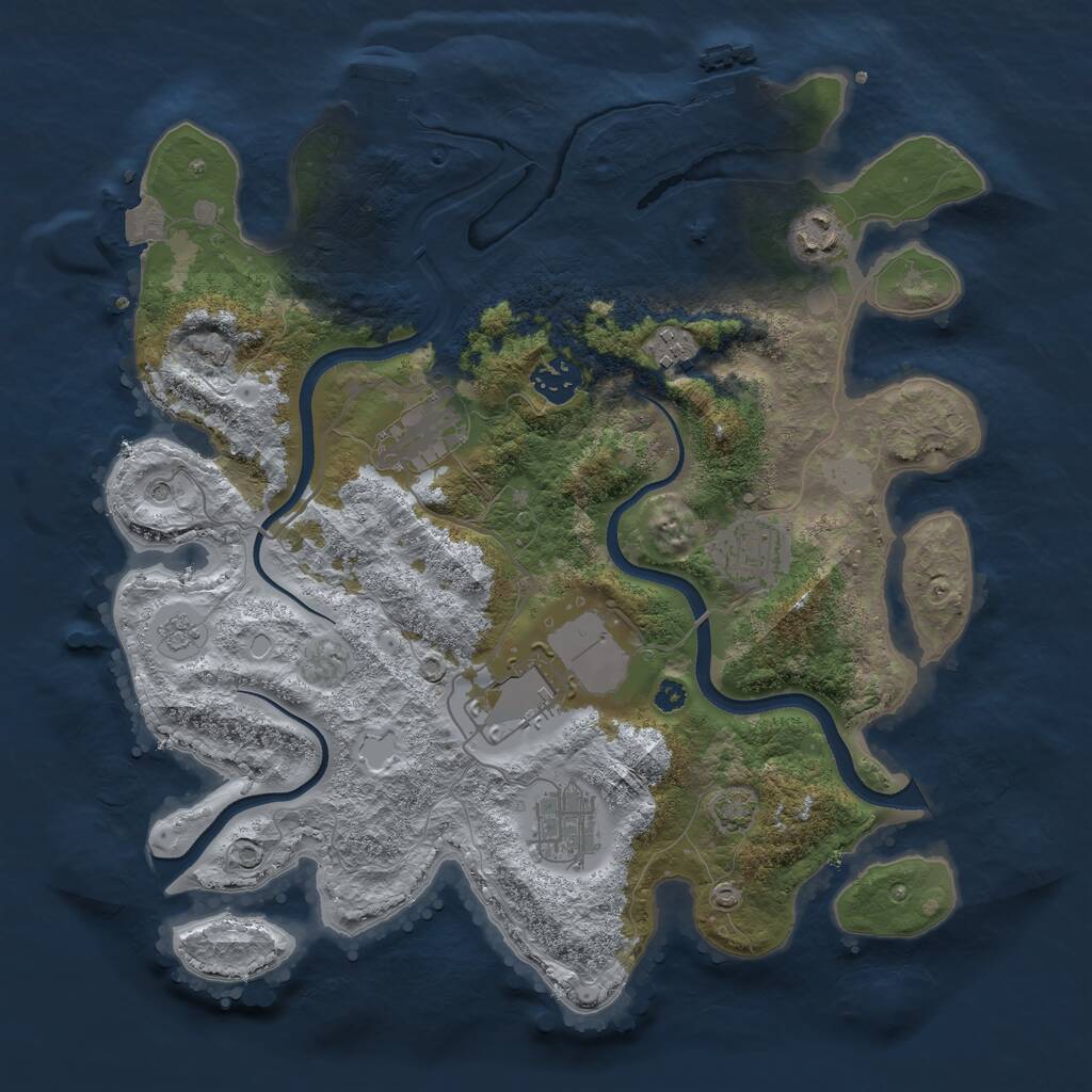 Rust Map: Procedural Map, Size: 3500, Seed: 3175093, 13 Monuments