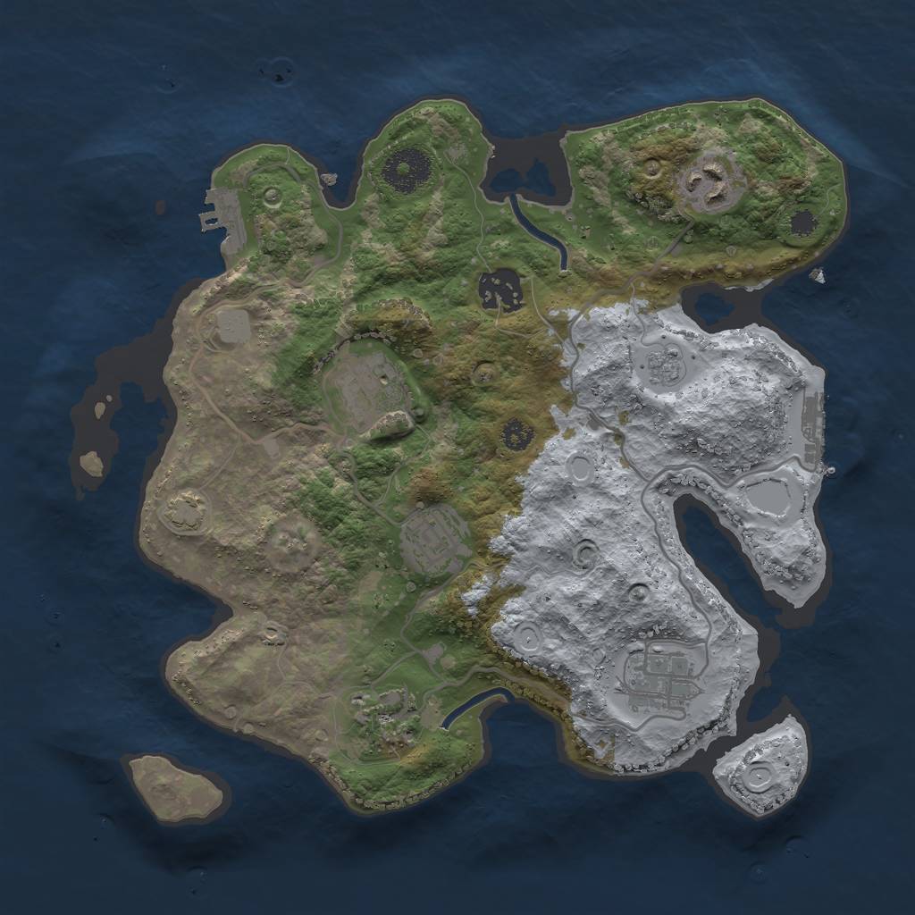 Rust Map: Procedural Map, Size: 3000, Seed: 56416541, 12 Monuments