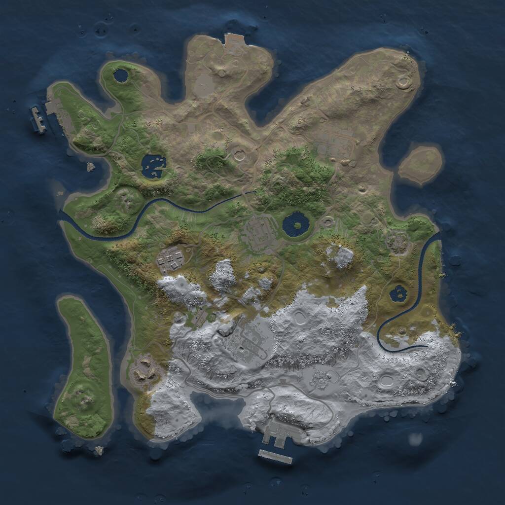 Rust Map: Procedural Map, Size: 3000, Seed: 891341852, 12 Monuments