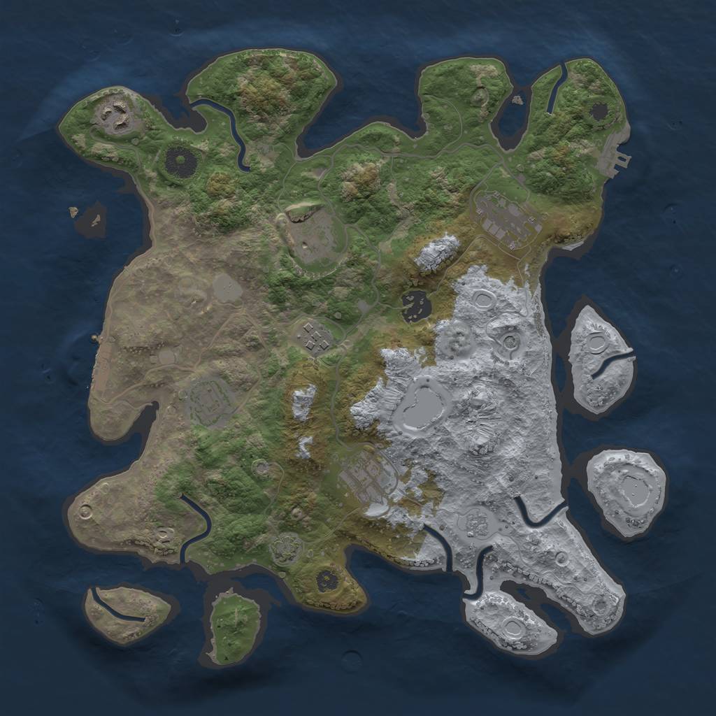 Rust Map: Procedural Map, Size: 3400, Seed: 2503075, 14 Monuments