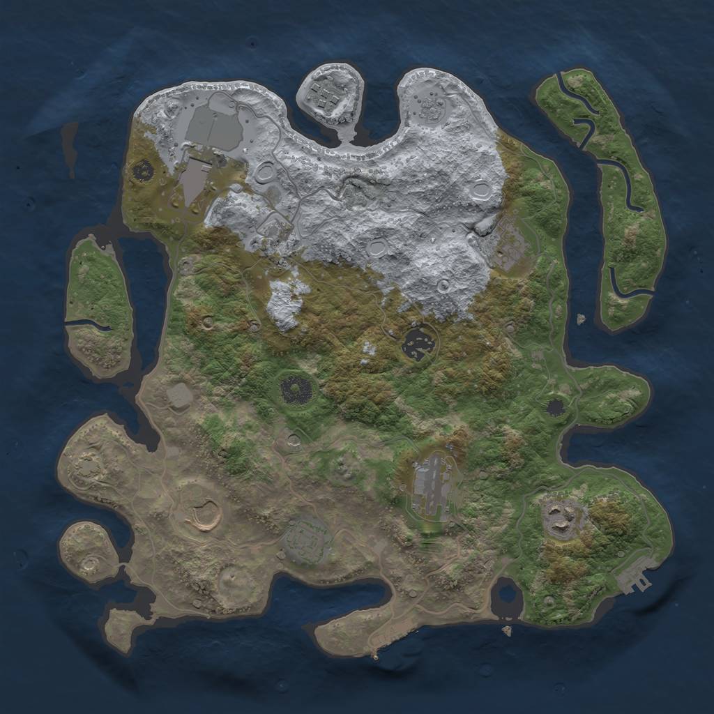 Rust Map: Procedural Map, Size: 3500, Seed: 18589535, 16 Monuments