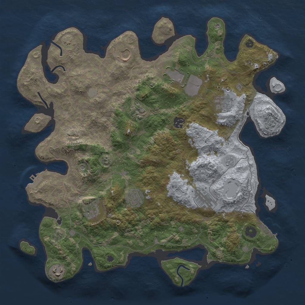 Rust Map: Procedural Map, Size: 4000, Seed: 1565809294, 17 Monuments