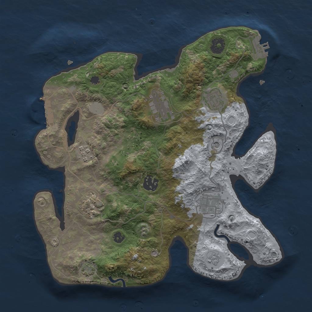 Rust Map: Procedural Map, Size: 3000, Seed: 904965173, 13 Monuments