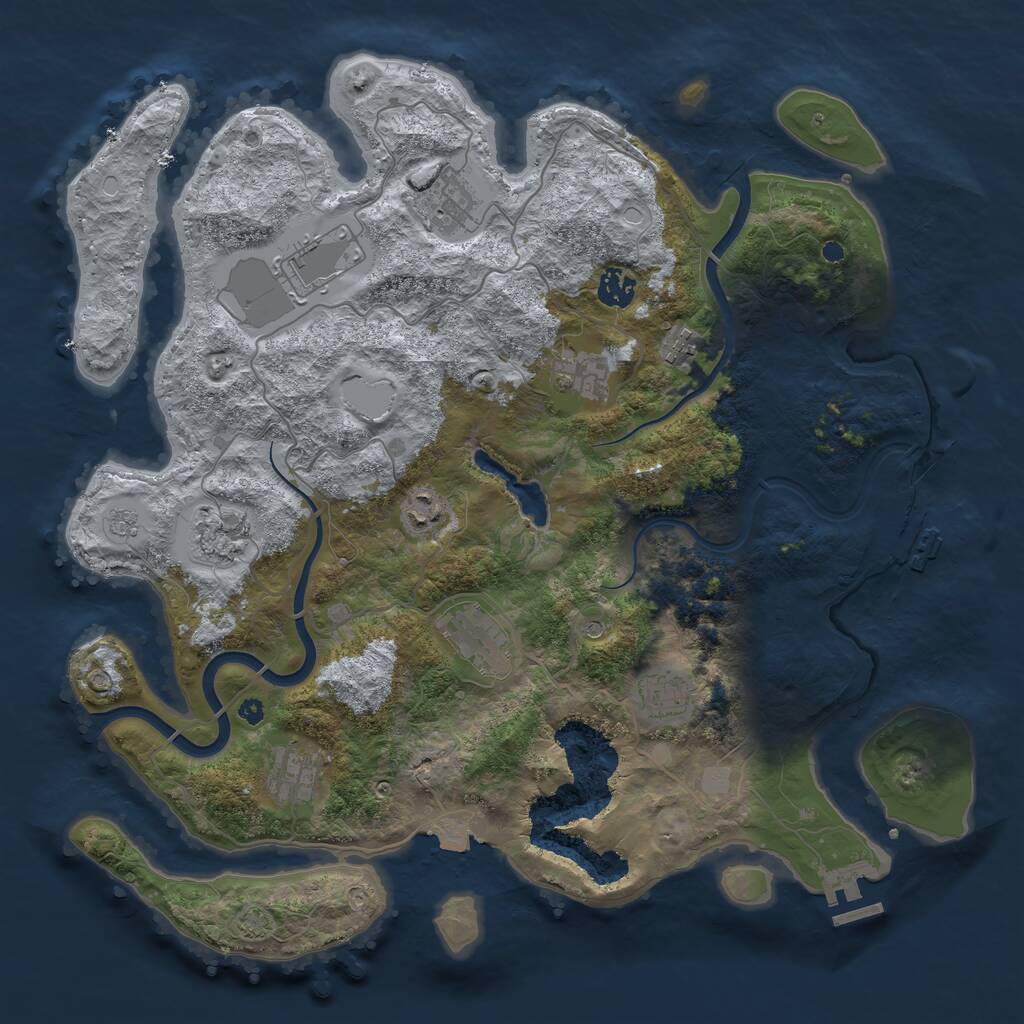 Rust Map: Procedural Map, Size: 4000, Seed: 561431722, 16 Monuments