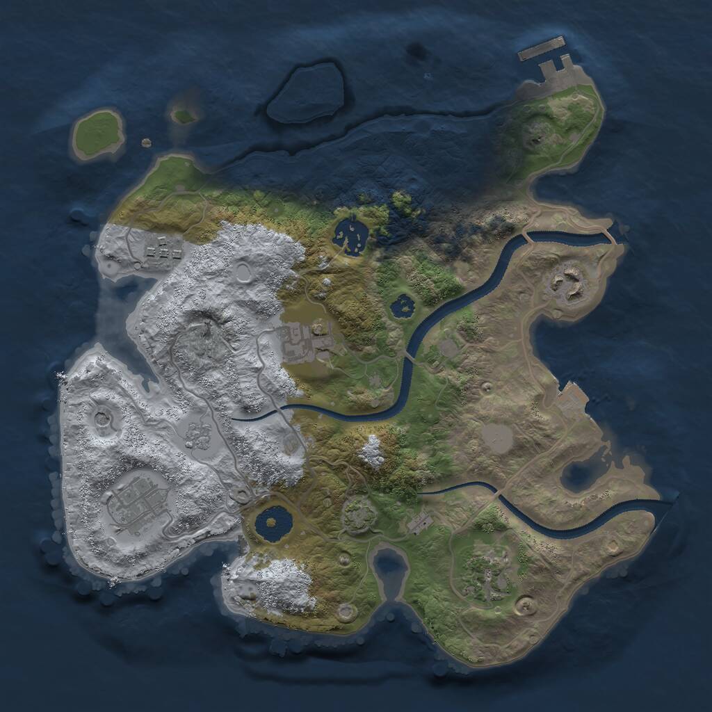 Rust Map: Procedural Map, Size: 3000, Seed: 20810, 11 Monuments