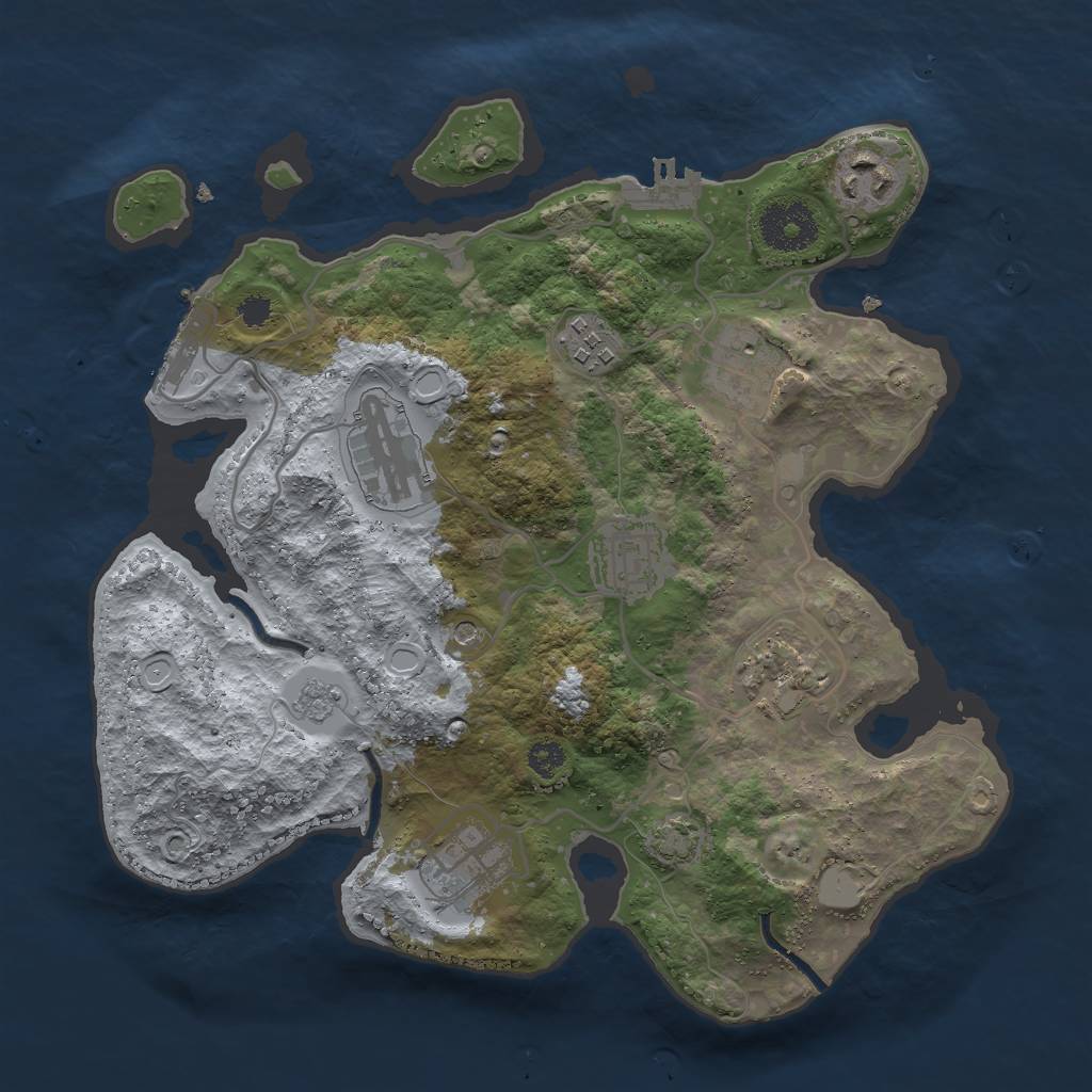 Rust Map: Procedural Map, Size: 3000, Seed: 20810, 14 Monuments