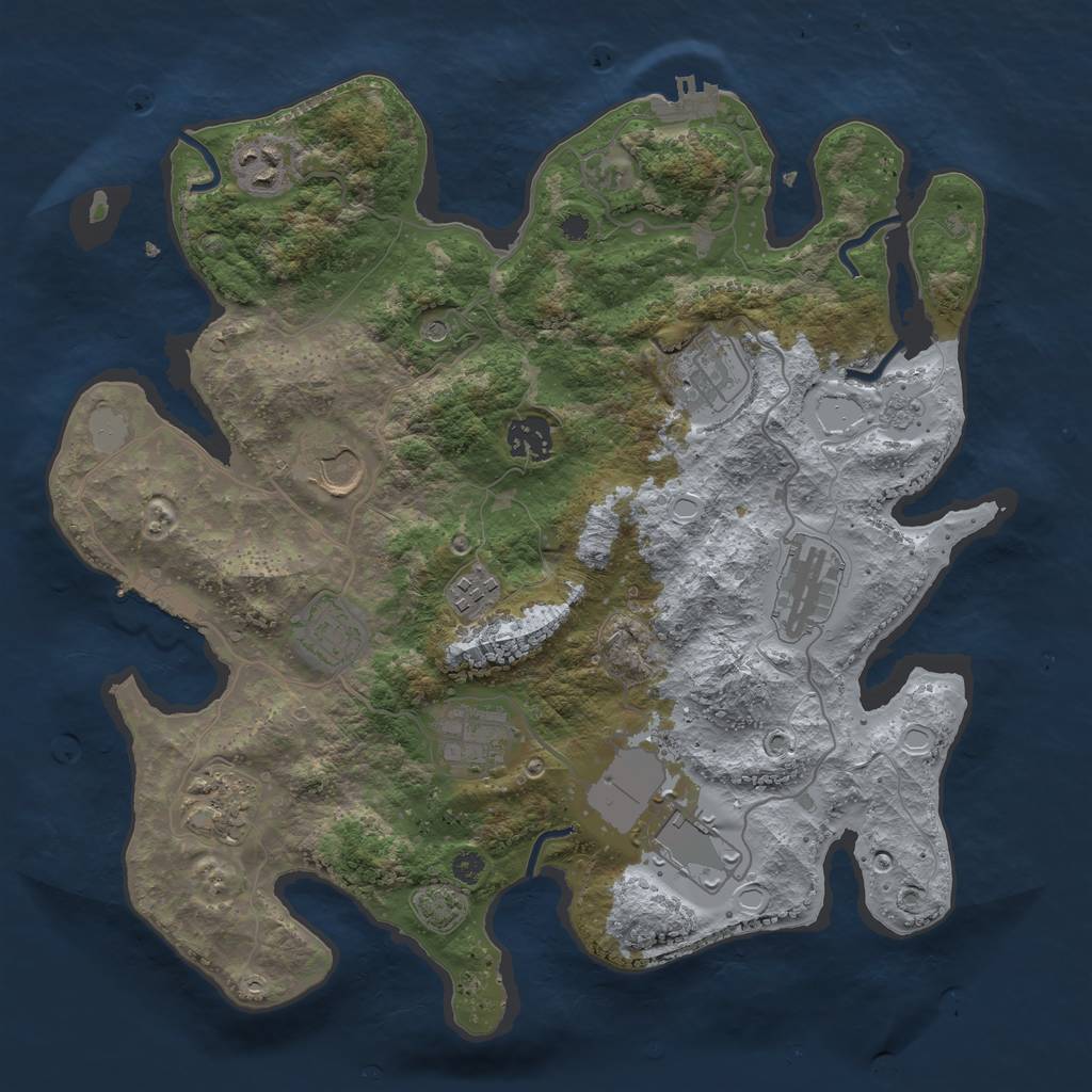 Rust Map: Procedural Map, Size: 3500, Seed: 279838812, 18 Monuments