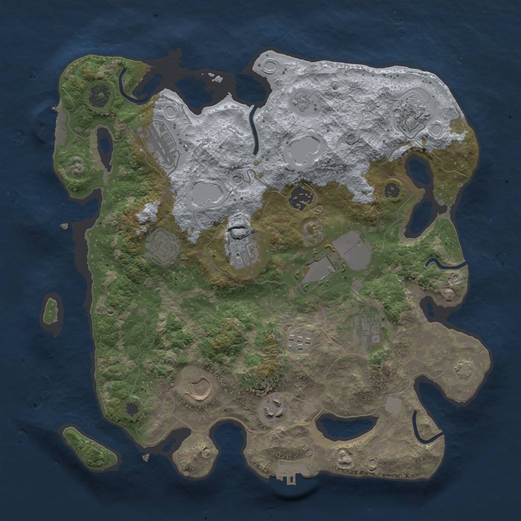 Rust Map: Procedural Map, Size: 3500, Seed: 609300429, 17 Monuments