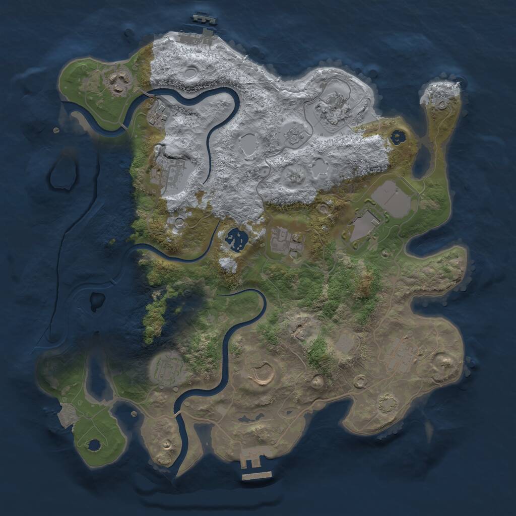 Rust Map: Procedural Map, Size: 3500, Seed: 3350545, 16 Monuments