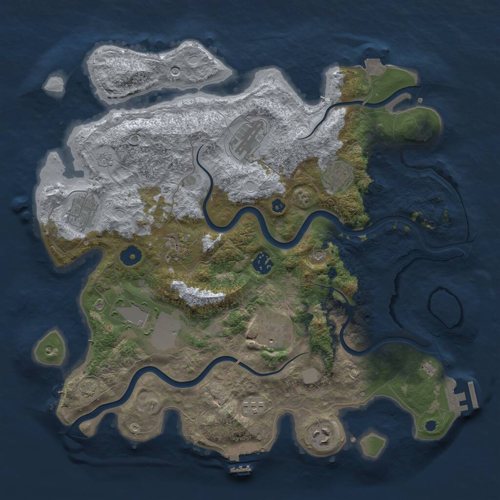 Rust Map: Procedural Map, Size: 3700, Seed: 986875607, 15 Monuments