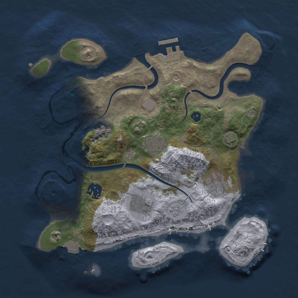 Rust Map: Procedural Map, Size: 3000, Seed: 48822, 10 Monuments