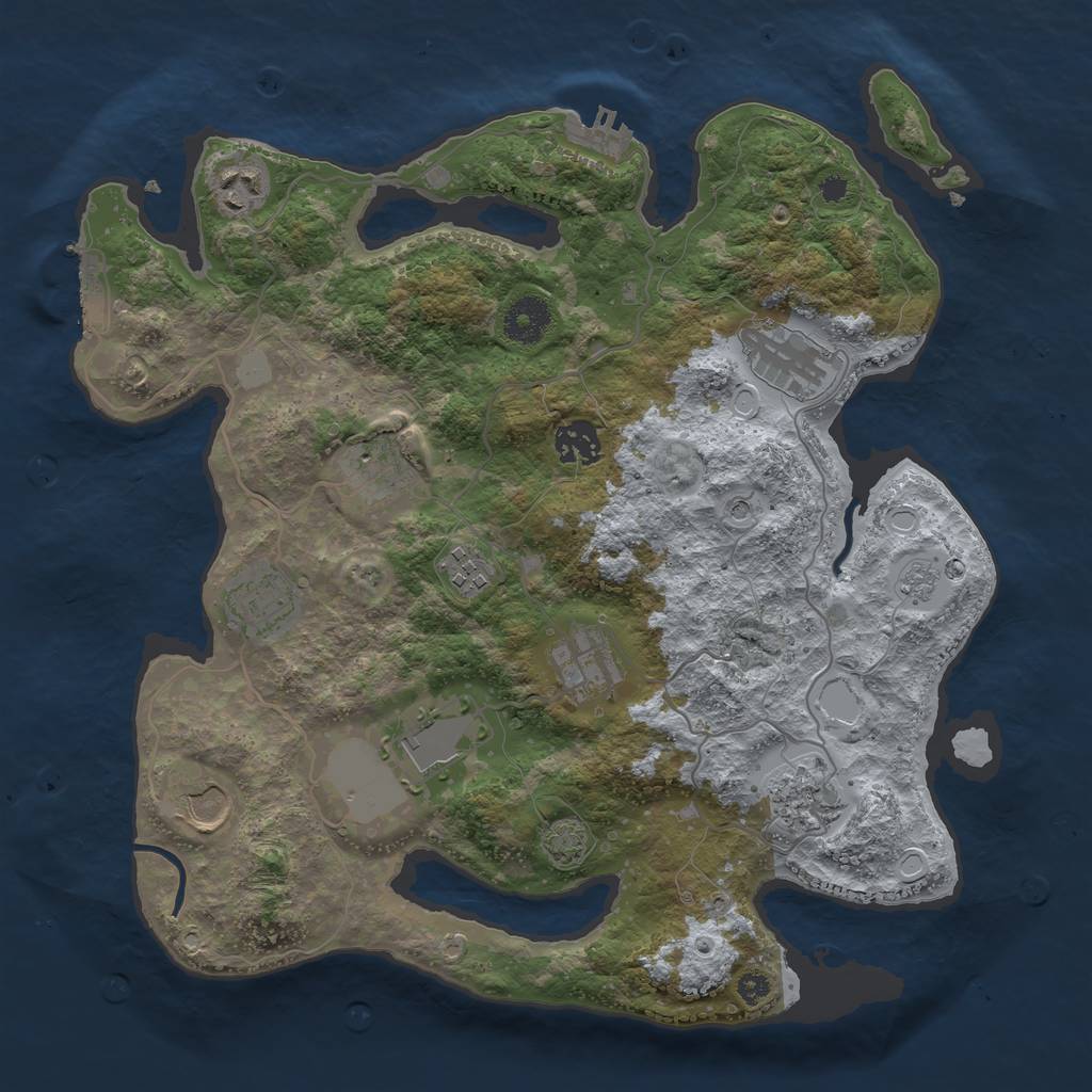 Rust Map: Procedural Map, Size: 3500, Seed: 791495991, 17 Monuments