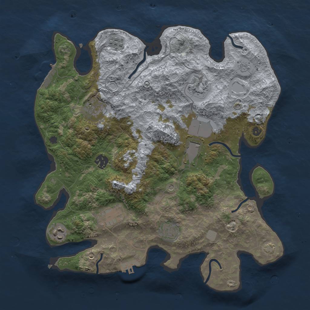 Rust Map: Procedural Map, Size: 3500, Seed: 20230505, 15 Monuments