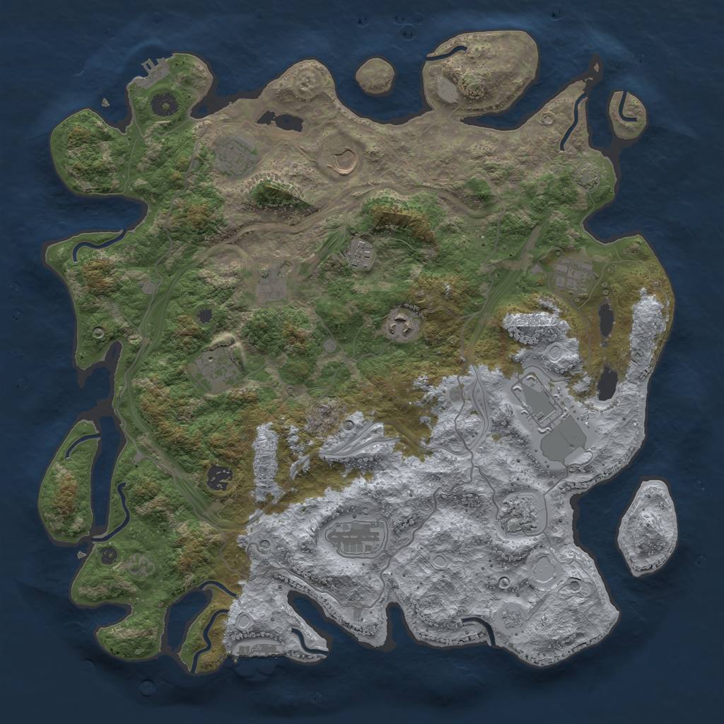 Rust Map: Procedural Map, Size: 4250, Seed: 1694403739, 18 Monuments