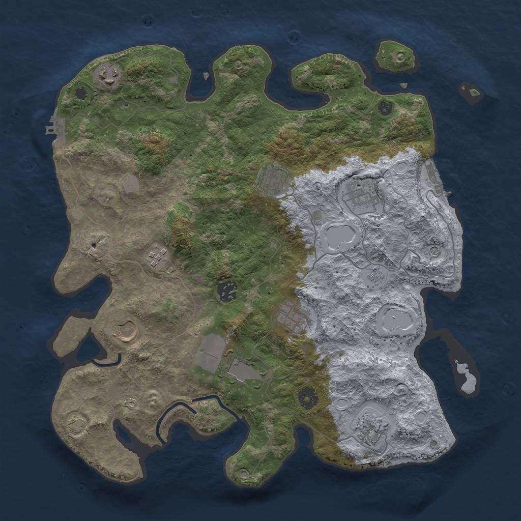 Rust Map: Procedural Map, Size: 3700, Seed: 202054475, 16 Monuments