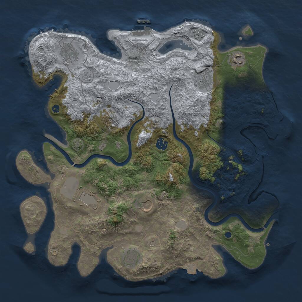 Rust Map: Procedural Map, Size: 3800, Seed: 59732817, 15 Monuments