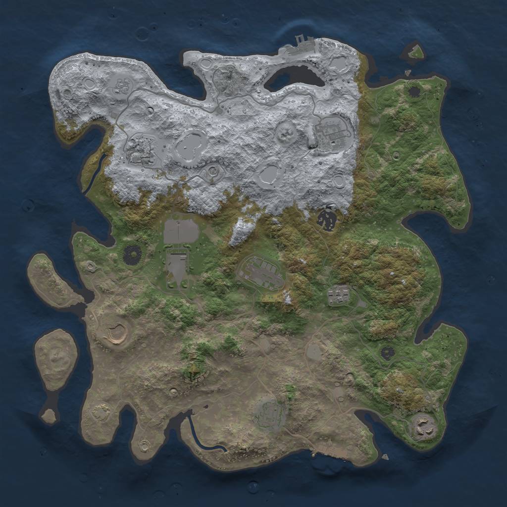 Rust Map: Procedural Map, Size: 3800, Seed: 59732817, 16 Monuments