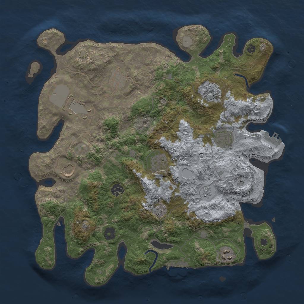 Rust Map: Procedural Map, Size: 3700, Seed: 578546000, 16 Monuments
