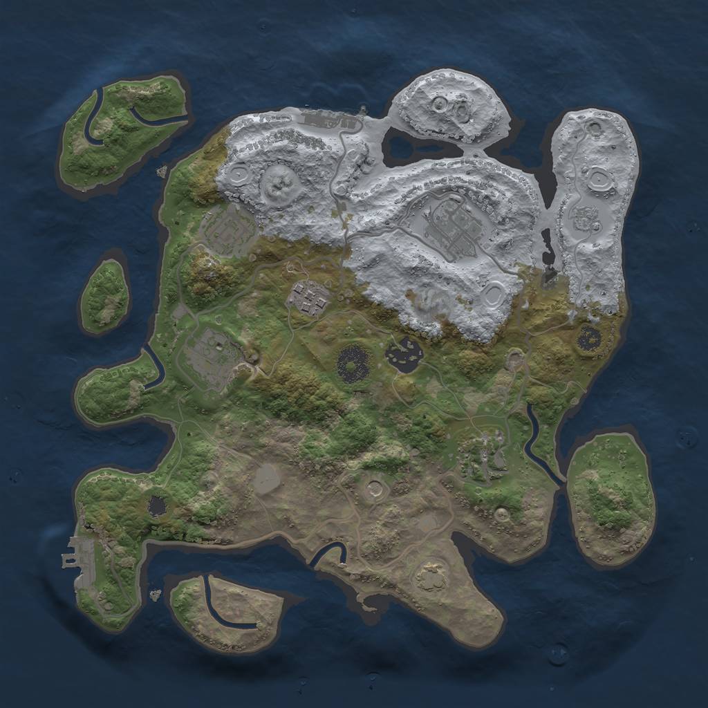 Rust Map: Procedural Map, Size: 3000, Seed: 1278413990, 13 Monuments