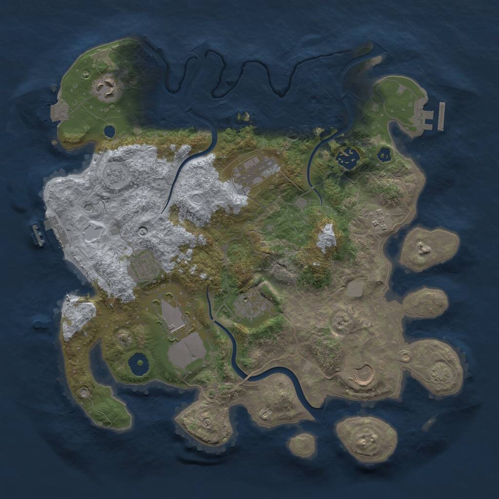 Rust Map: Procedural Map, Size: 3500, Seed: 3276575, 14 Monuments